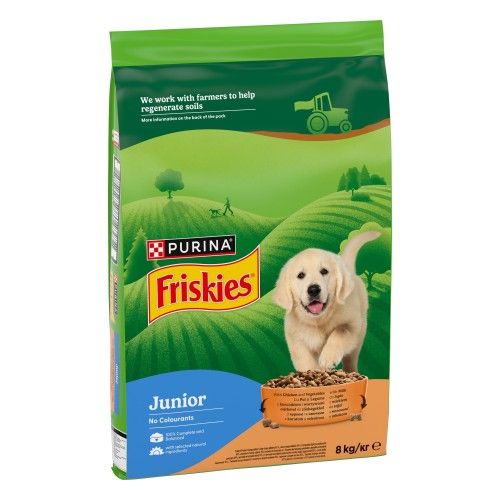 FRISKIES Dog, Caine Junior, Pui, Legume si Lapte, 8 kg