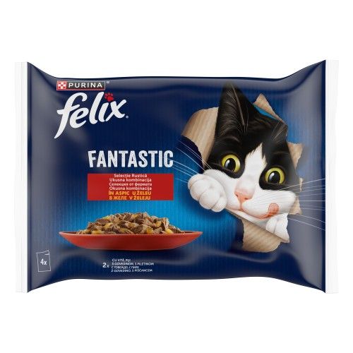 Felix Fantastic Multipack, Vita si Pui in Aspic, 4 x 85 g