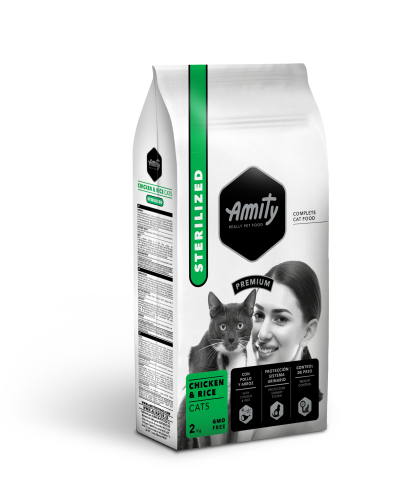 Hrana Uscata Pisici, Amity, Adult Sterilizat, Pui si Orez, 2 kg