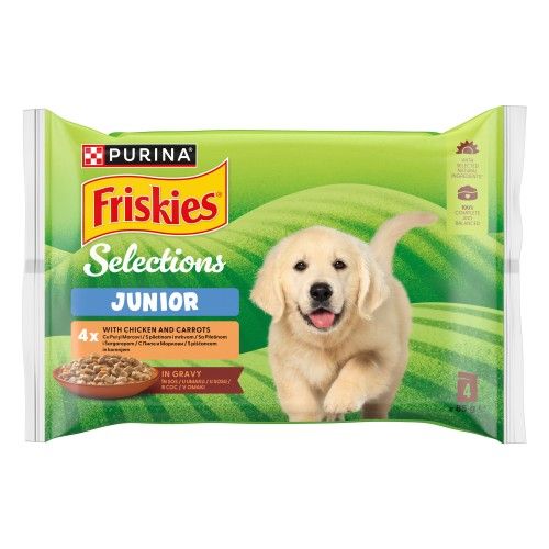 FRISKIES Junior cu Pui si Morcovi in Sos, 4x85 g