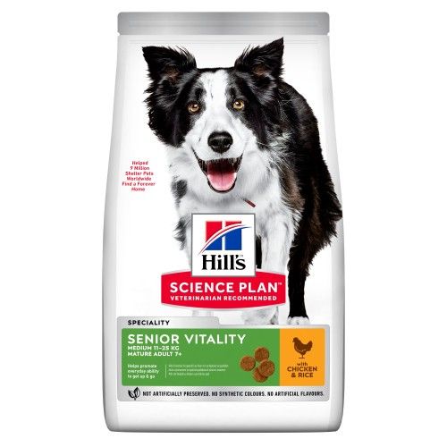 Hrana uscata caini, Hill's Science Plan Canine Senior Vitality Medium Chicken, 14 kg