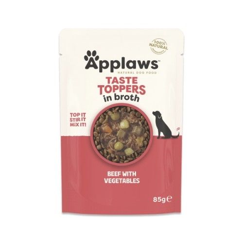 Hrana umeda caini, Applaws Dog Taste Toppers, Vita si Legume, in supa, 85 g