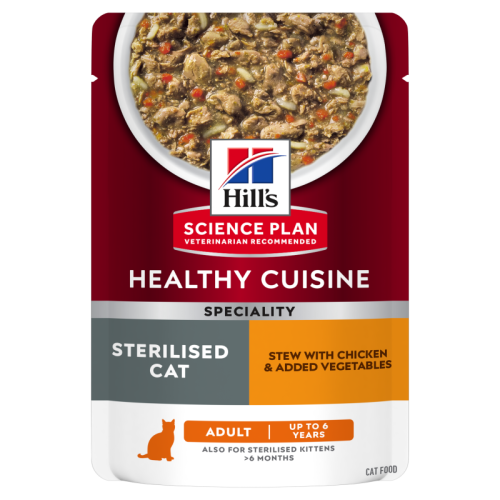 Hrana umeda pisici, Hill's Science Plan Feline Adult Sterilised Chicken & Vegetables Stew, 80 g