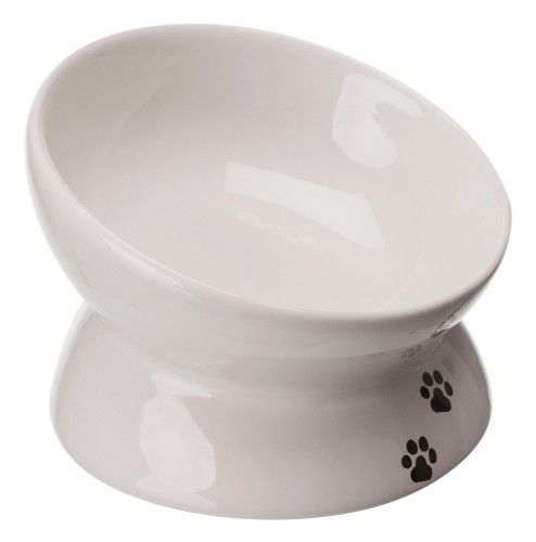 Trixie, castron ceramic ridicat ergonomic, alb, 0.15 L/ 13 cm