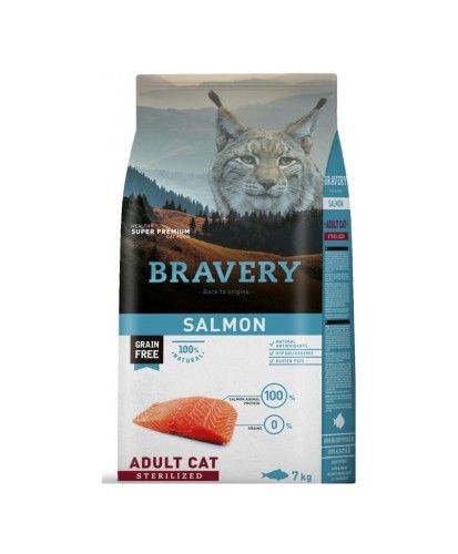 Hrana Uscata Pisici, Bravery Adult Cat Sterilised, Somon, 7 kg