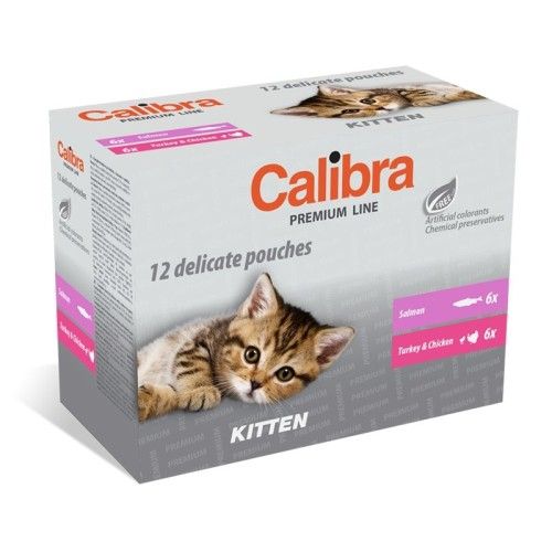 Hrana umeda pisici, Calibra Cat Pouch Premium Kitten Multipack, 12x100 g