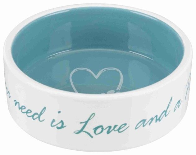 Castron ceramic Pet's Home 1.4 l/ 20 cm crem/verde 25052