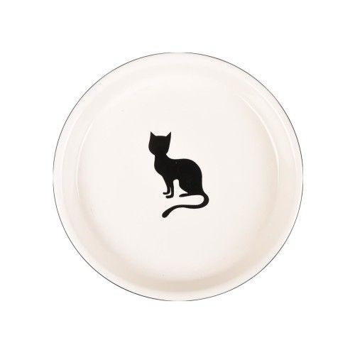 Castron din Ceramica pentru Pisici, Flamingo Nala Alb-Negru, 15 cm/ 180 ml
