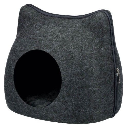 Cos Pestera Pisica cu Fermoar Gri 38x35x37 cm 36318