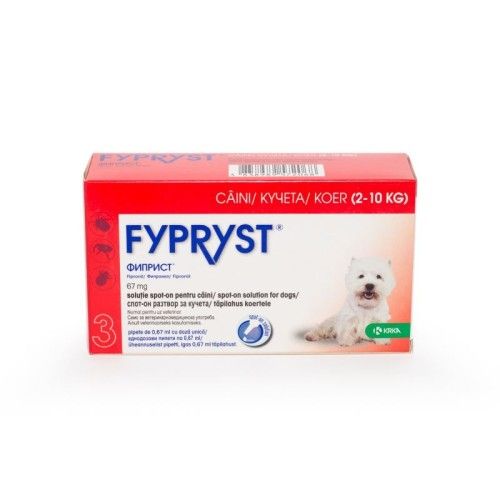 Fypryst Dog S 67 mg, pipete antiparazitare caini talie mica (2 - 10 kg), 3 buc