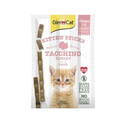 Recompense pisici junioare, GimCat Kitten, Curcan si Calciu, 3 buc