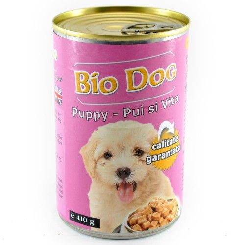 Hrana Umeda Caini Biodog Puppy, Pui & Vita, 410 g