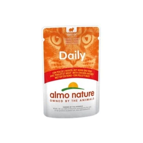 Hrana umeda pisici Almo Nature Daily Cat Plic Pui si Vita, 70 g