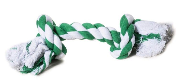 Jucarie franghie bumbac mentolata, M 20 cm 2 noduri