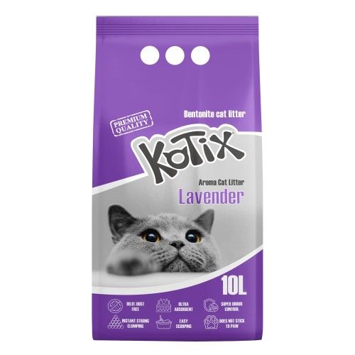 Asternut igienic pentru pisici Kotix, 10 L, aroma Lavanda