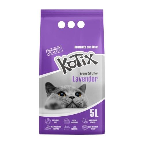 Asternut igienic pentru pisici Kotix, 5 L, aroma Lavanda