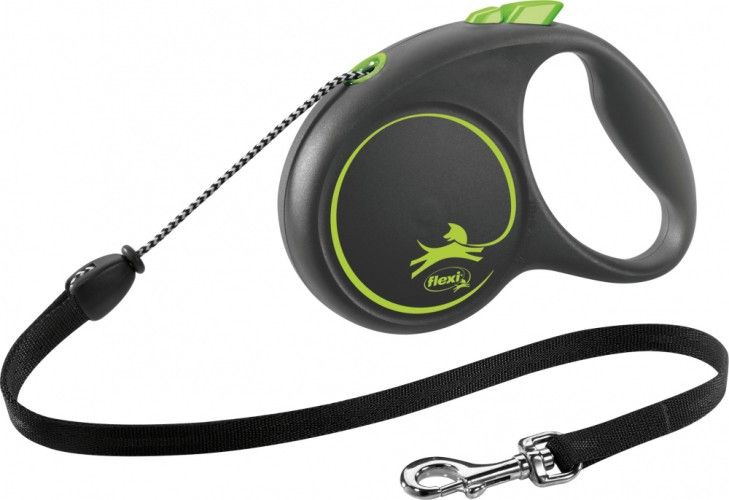 Lesa Flexi Black Design Snur M: 5m/20kg, Green 12264