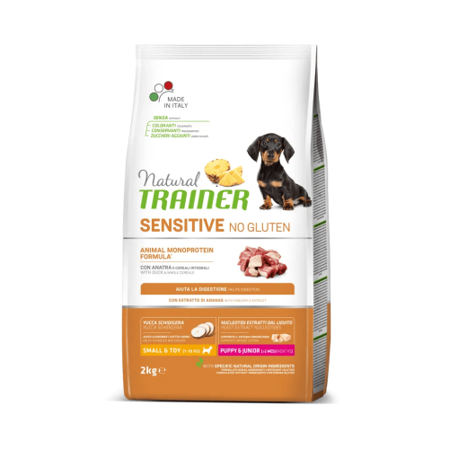 Hrana Uscata Catei, Natural Trainer, Sensitive No Gluten Mini & Toy Puppy & Junior, Rata, 2 kg
