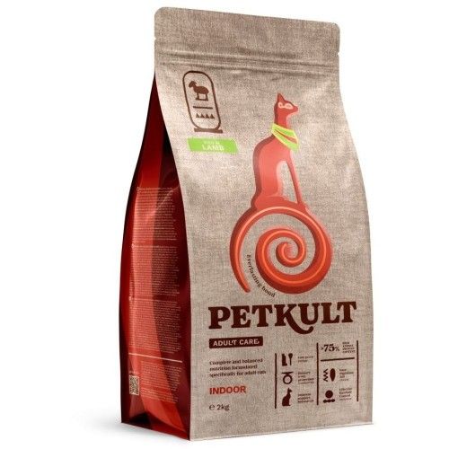 Hrana Uscata Petkult Adult Care Indoor Pisici, Continut Ridicat de Miel, 2 kg