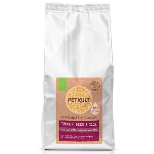 Hrana Semi-Umeda Caini, Petkult Dog Semimoist Turkey & Deer, 1.5 kg