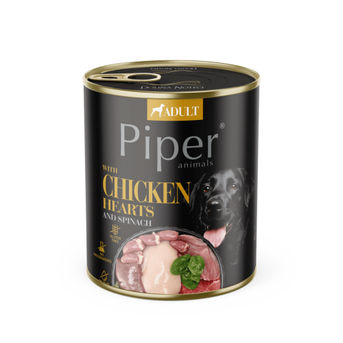Piper Adult Dog, Inimi de Pui si Spanac, 800 g