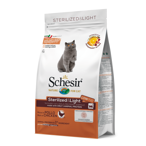 Hrana uscata pisici, Schesir Cat Sterilized si Light Pui, 10 kg