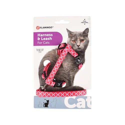 Set Ham & Lesa pentru Pisica, Flamingo Amsi Pink, 20-35 cm x 10 mm