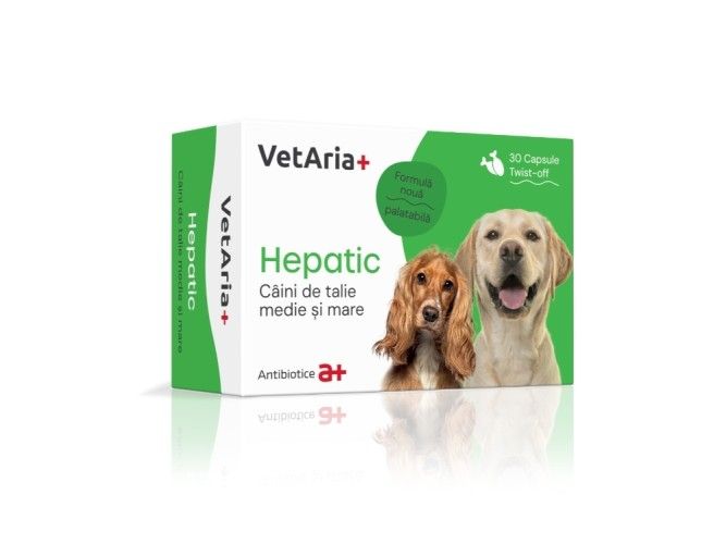 VetAria+ Hepatic Caini de talie medie si mare 30 capsule Twist-off