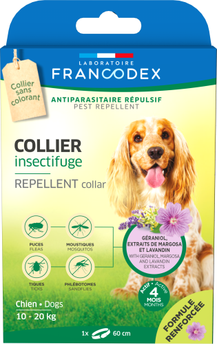 Francodex, zgarda antiparazitara geraniol dog medium, 10-20 kg
