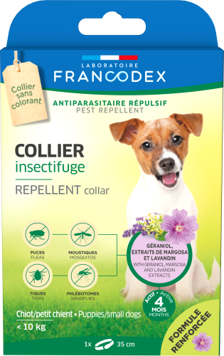 Francodex, zgarda antiparazitara geraniol dog mini, <10 kg