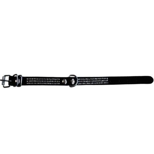 Zgarda Velur pentru Caini Milan Strasuri 3 Randuri 25 cm