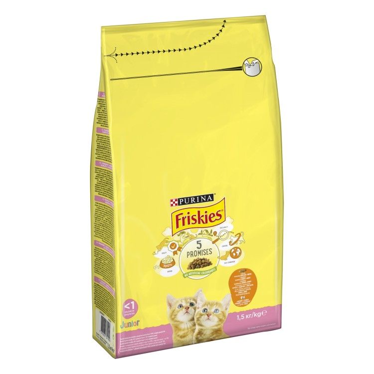 Friskies Pisica Junior cu Pui, Lapte și Legume, 1.5 kg (Hrana Uscata - Pisici)