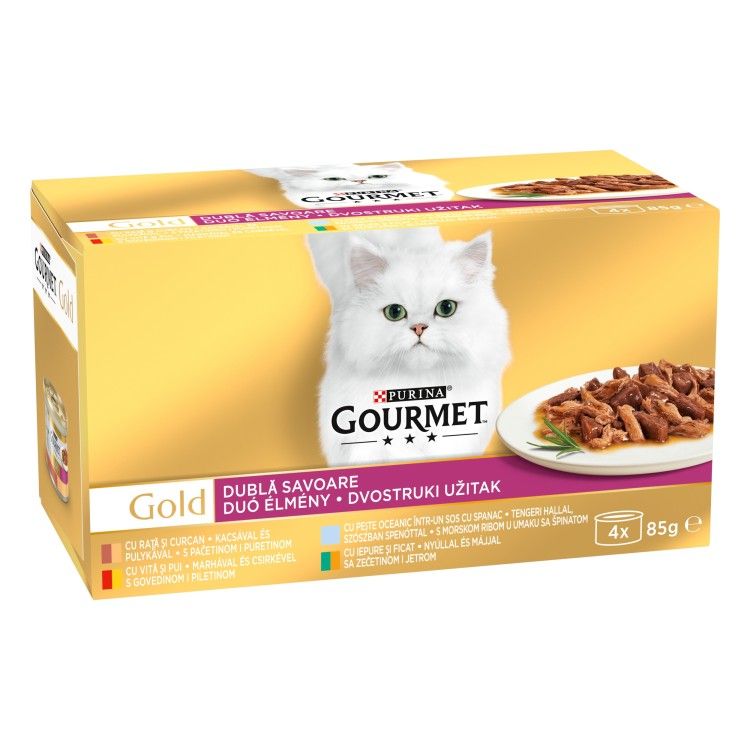 GOURMET GOLD Double Pleasure Multipack Variety, 4 x 85 g (Hrana Umeda - Pisici)