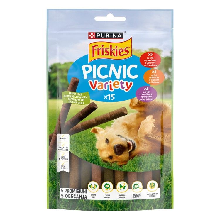 Friskies Picnic Variety Cu Vita, Pui, Miel, 126 g (Delicii - Caini)