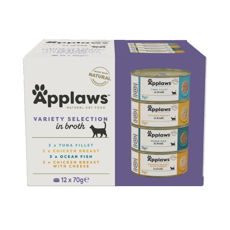 Hrana umeda pisici, Applaws Cat Adult Cu Ton, Pui & Peste Marin, Multipack Conserve, 12 x 70 g (Hrana Umeda - Pisici)