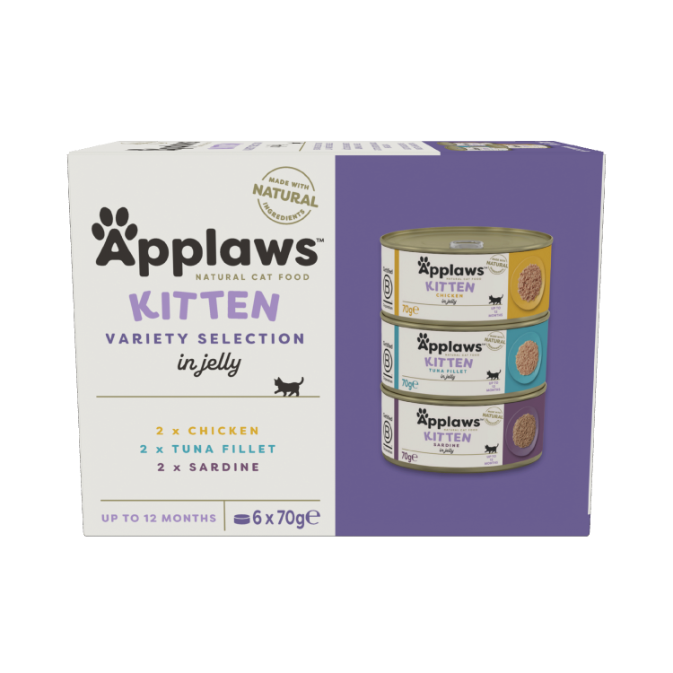 Hrana umeda pisici, Applaws Cat Junior Cu Pui, Ton & Sardine, Multipack Conserve, 6 x 70 g (Hrana Umeda - Pisici)