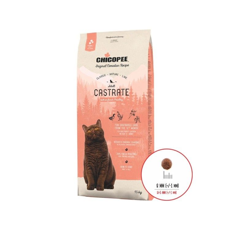 Hrana Uscata Pisici, Chicopee Classic Nature Line, Castrate, Poultry, 15 kg (Hrana Uscata - Pisici)