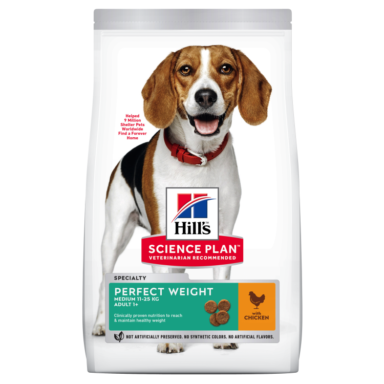 Hill's SP Canine Adult Perfect Weight Medium Chicken, 12 kg - sac