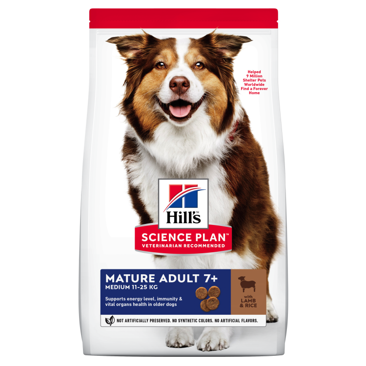 Hill's SP Mature Adult 7 Plus Active Longevity hrana pentru caini cu miel si orez 12 kg