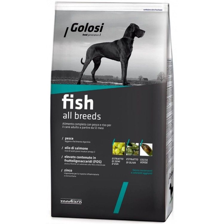Hrana uscata premium caini, Golosi Dog Fish All Breeds, 12 kg (Hrana Uscata - Caini)
