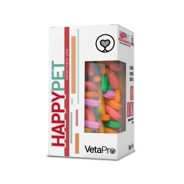 Vetapro Happy Pet, Complex Multivitamine si Minerale Caini Adulti, 60 tablete