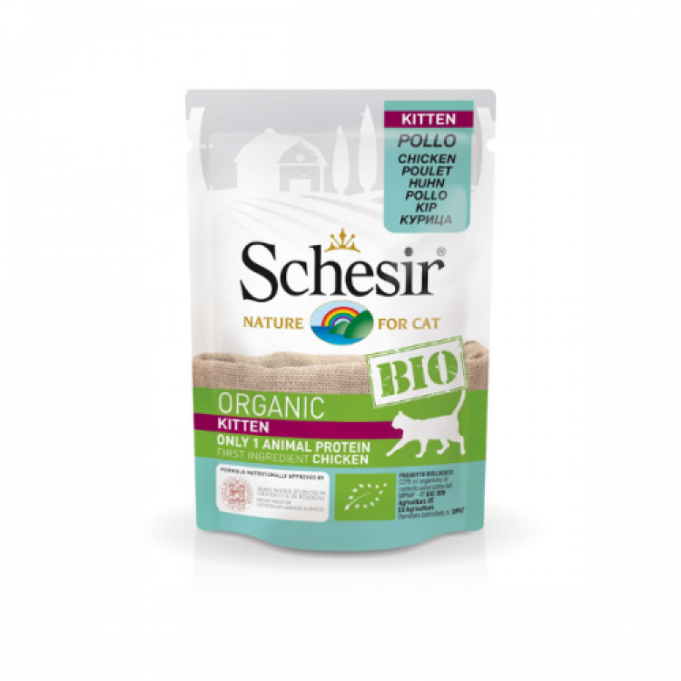Schesir Bio For Kitten, Pui, 85 g