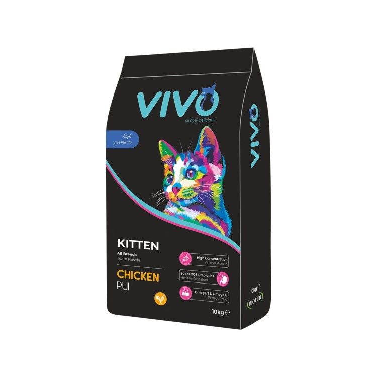 Hrana Uscata Super Premium, VIVO, Pisici Kitten, Pui, 10 kg (Hrana Uscata - Pisici)
