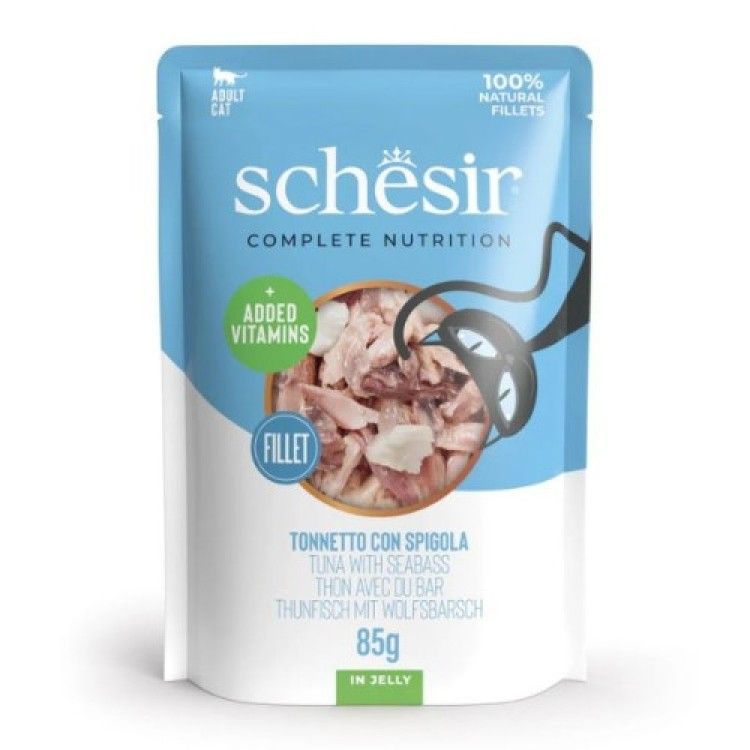 Hrana umeda pisici, Schesir, Ton si Biban in jeleu, 85 g (Hrana Umeda - Pisici)