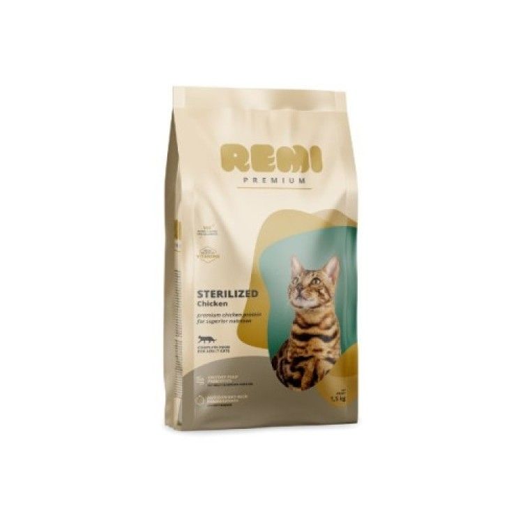 Hrana Uscata Pisici, Remi Premium Adult Sterilizat cu Pui, 1.5 kg (Hrana Uscata - Pisici)