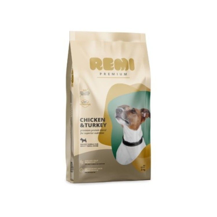 Hrana Uscata Caini, Remi Premium Adult Small Breed cu Pui si Curcan, 3 kg (Hrana Uscata - Caini)