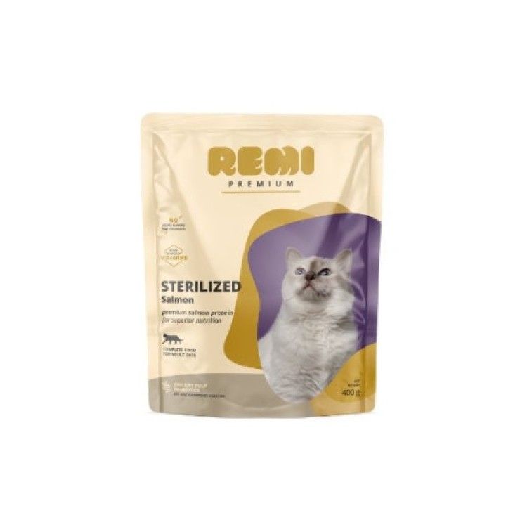 Hrana Uscata Pisici, Remi Premium Adult Sterilizat cu Somon, 400 g (Hrana Uscata - Pisici)