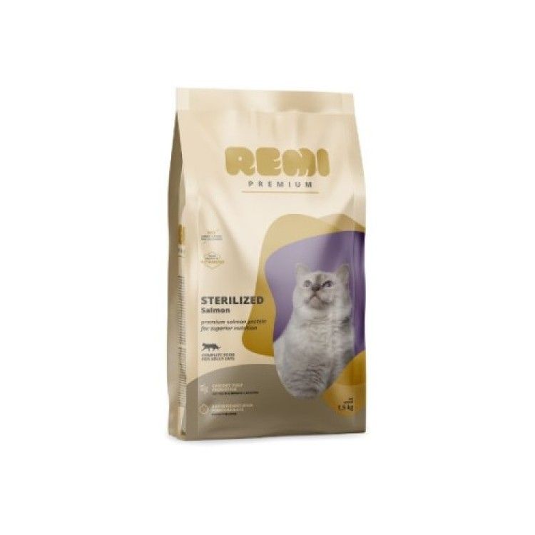 Hrana Uscata Pisici, Remi Premium Adult Sterilizat cu Somon, 1.5 kg (Hrana Uscata - Pisici)