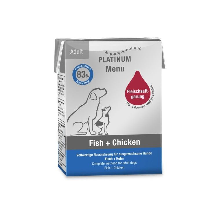 Hrana umeda caini, PLATINUM Dog Adult cu Pui si Peste, 185 g (Hrana Umeda - Caini)