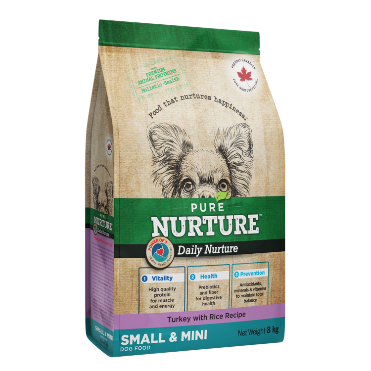Hrana caini de talie mica si mini Pure Nurture, cu orez si curcan, 8 kg (Hrana Uscata - Caini)